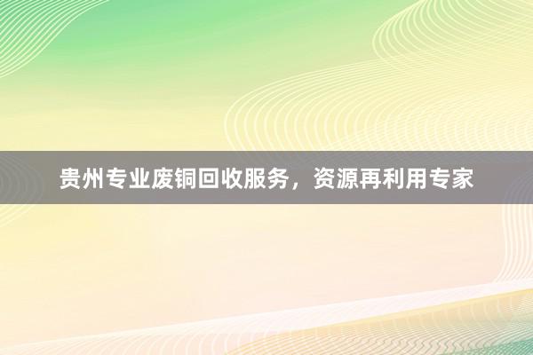 贵州专业废铜回收服务，资源再利用专家